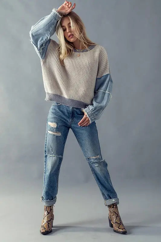 Denim 2025 sleeve sweater